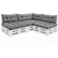 VBChome Palettenkissen 120x80 120x40 70x40 cm für Europaletten Möbel Palettenauflage Garten Balkon 12 Farben mit Schaumstoffflocken Füllung Grau 7-TLG