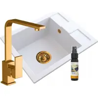 Granitan - Granitspüle - Küchenspüle - Gold - mit Armatur und Siphon - Spülbecken - NOOK