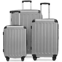 Hauptstadtkoffer - Alex - Koffer-Set 3-teilig, Rollkoffer Trolleys 4 Rollen mit Erweiterung, Handgepäck und Check-In Gepäck für jede Reiseart, TSA,Silber