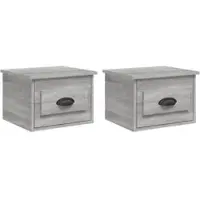 Décoshop26 - Set aus 2 wandmontierten Nachttischen mit Schublade 41,5 x 36 x 28 cm graues Holzwerkstoff DEC036111