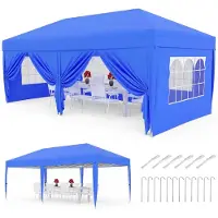 StarTech.com Faltpavillon 3x6 m - Pop up Partyzelt - Wasserdichtes 420D Oxford - Höhenverstellbar - Stahlgestell - 6 Seitenteile - Blau