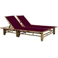 Furnicato Sonnenliege Bambus 200 X 130 X 24 87 Cm Weinrot 3 Liegepositionen
