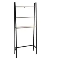 Décoshop26 - Freistehendes Badezimmerregal Waschmaschinenregal Leiter im Industriedesign graubraunes Holz und Metall 155 x 64 x 25 04_0008695