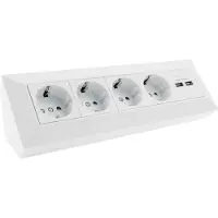 Chilitec 4-fach Steckdosenblock + 2x USB weiß 250V/ 16A Aufbaumontage USB 3,1A