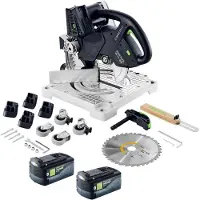 Festool SYMC 70 EB-Basic SYMMETRIC Akku Leistensäge 36 V ( 2 x 18 V ) 216 mm + 2x Akku 5,0 Ah - ohne Ladegerät