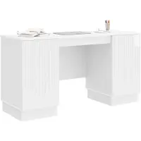 vidaXL Schreibtisch Hochglanz Weiß 142,5 x 50 x 75 cm Holzwerkstoff