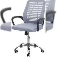 Décoshop26 - Bürostuhl auf Rollen ergonomische Rückenlehne Bezug aus Netzgewebe/Textil grau BUR04125