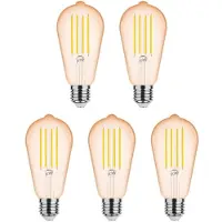Modee Lighting E27 LED Filamentlampe ST64 4W 300lm 1800K Warmweiß Dimmbar 5 Stück