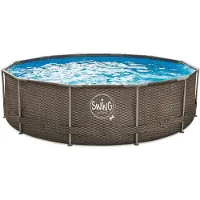 Mountfield Swing Elite Rattan Metal Frame Aufstellpool, Ø 366 x 90 cm, mit Geflecht-Optik, ohne Filterpumpe