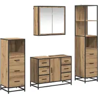 vidaXL Badezimmermöbel-Set 4 stk. Artisan-Eiche 80 x 33 x 60 cm