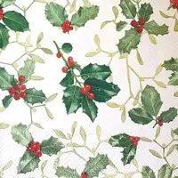Home Fashion , Ilex and Mistletoe, Cocktail-Servietten aufgefaltetes Maß 25 cm x 25 cm, im Viertelfalz, 20 Stück pro Pack, 12 Pack pro Karton