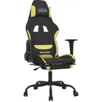 Décoshop26 - Bürostuhl/Gaming-Stuhl mit Lendenkissen und Massagefunktion mit Fußstütze Bezug aus schwarzem und hellgrünem Stoff DEC025845
