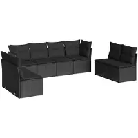 vidaXL 8-tlg. Garten-Sofagarnitur mit Kissen Schwarz Poly Rattan