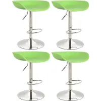 CLP 4er Set Barhocker Anaheim Kunststoff Trompetenfuß mit Fußstütze grün Gestell Farbe chrom