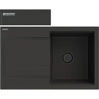 Granitan - Granitspüle - Küchenspüle - Schwarz - mit Abtropffläche - Spülbecken - TIMOR