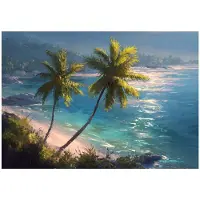 WALLARENA FOTOTAPETE Palmen Strand Blau 400x280 cm