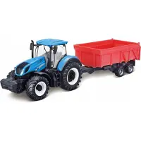 Bburago 1:50 Farm Traktor New Holland s vlekou