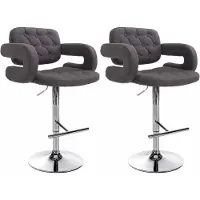 CLP 2er Set Barhocker Dublin Stoff höhenverstellbar und drehbar dunkelgrau