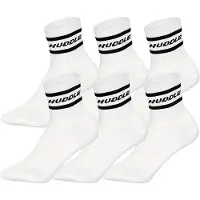 Huddle Unisex Socken, 6er Pack - Streifen, Logo, Short Crew, Sportsocken, einfarbig