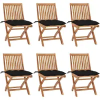 vidaXL Klappbare Gartenstühle mit Kissen 6 Stk. Massivholz Teak