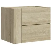 Décoshop26 - Wandmontierter Nachttisch mit zwei Schubladen 45 x 30 x 35 cm Holzwerkstoff Eichenfarbe DEC034287
