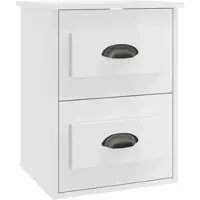 Décoshop26 - Wandmontierter Nachttisch mit zwei Schubladen 41,5 x 36 x 53 cm weißes Holzwerkstoff DEC034238