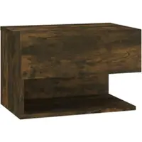 Décoshop26 - Wandmontierter Nachttisch mit Ablage und Schublade 46 x 29,5 x 30 cm braunes Holzwerkstoff DEC034248