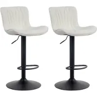 CLP 2er Set Barhocker Linus höhenverstellbar und 360 drehbar | Farbe creme Material Stoff
