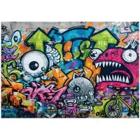 WALLARENA Fototapete Graffiti in Bunt | Gr.: 250 x 175 cm