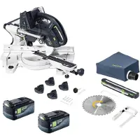 Festool KAPEX KSC 60 EB-Basic Akku Kapp Zugsäge 18 V / 36 V 216 mm Brushless + 2x Akku 5,0 Ah - ohne Ladegerät