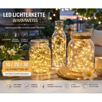 Feilicious 20 Stück Mini LED Lichterkette mit Batterie, 2m, Lichterkette Innen, Geschenk Deko,Zimmer, Hochzeit Weihnachten Party Kupferdraht, E0706