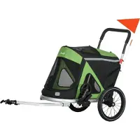 Northio Hundeanhänger 2In1 Hundebuggy Hundefahrradanhänger Sicherheitsleine Hundewagen Reflektoren Bis 20Kg Oxford Grün