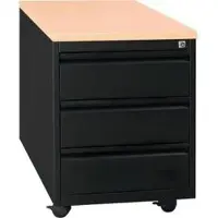 G-Office Rollcontainer MPG/3, aus Metall, schwarz, mit 3 Schubladen, abschließbar