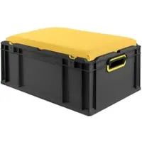Proregal Eurobox Nextgen Seat Box Gelb HxBxT 26,5x40x60cm 44 Liter Griffe Offen Schwarz Eurobehälter Sitzbox Transportbox