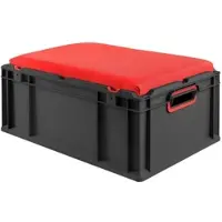 Proregal Eurobox Nextgen Seat Box Rot HxBxT 26,5x40x60cm 44 Liter Griffe Offen Schwarz Eurobehälter Sitzbox Transportbox