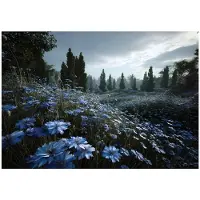 WALLARENA Fototapete Wald in Blau | Gr.: 400 x 280 cm
