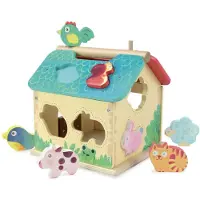Vilac Holz Formenspiel Bauernhof Thema mit 8 geprägten Tierformen 19x19x21 cm