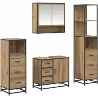 vidaXL Badezimmermöbel-Set 4 stk. Artisan-Eiche 65 x 33 x 60 cm