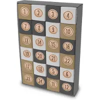 Itenga SET Adventskalender zum Füllen Würfel 5cm (außen grau) + Sticker Z51 + V16 (grau, braun, weiß)