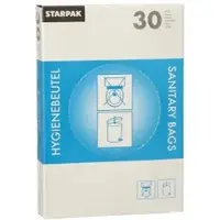 Papstar Starpak 30 Hygienebeutel 28,5 cm x 8 cm x 7 cm weiss im Spenderkarton | Spenderkarton (30 Stück)