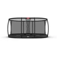 Berg Bodentrampolin Grand Champion InGround 470 + Sicherheitsnetz Deluxe Grau