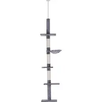 Northio Kratzbaum Deckenhoch Grau Höhenverstellbarer Katzenbaum Mit Sisalsäulen, Für Klettern & Kratzen, 40X34X230-260Cm