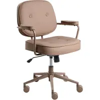 Beliani Bürostuhl Hellbraun Kunstleder Drehbar Höhenverstellbar mit Armlehnen Modernes Design für Büro Homeoffice Schreibtischstuhl Drehstuhl