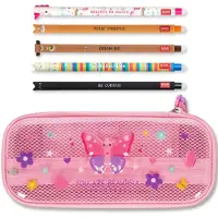 Legami WonderWow Federmäppchen & radierbarer Stift | Set mit 5 niedlichen Tierstiften mit thermosensitiver Tinte + Federmäppchen mit 2 Fächern (Schmetterling)
