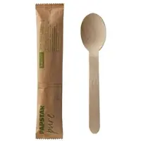 Papstar Löffel, Holz "pure" 16 cm einzeln verpackt in Papierbeutel 500 Stück