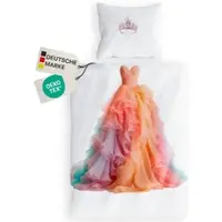 NYVI Renforce Kinderbettwäsche Deluxe aus 100% Baumwolle magischer Druck - Kindergesicht ergänzt Muster, Reißverschluss, Farbe:Prinzessin, Größe:135x200 cm