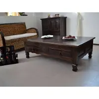 MiaMöbel Couchtisch Mexico Möbel 120x40x80 cm Kolonialstil Massivholz Pinie Kolonialstil
