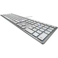 Cherry KC 6000 SLIM, Volle Größe (100%), Kabelgebunden, USB, QWERTY, Silber, Weiß