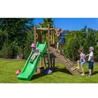 Fungoo Fungoo, Spielturm "Funny 3", natur, mit Rutsche, Sandkasten und Rampe