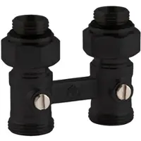 Sanicomfort Doppelkugelhahn 1/2" AG Zweirohr,2 Gew.Nip.1/2"x3/4",RAL9005 - versch. Ausführungen